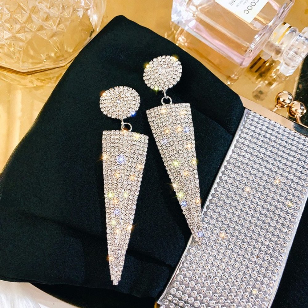 Full Rhinestone Crystal Earrings - Picture 2 of 6